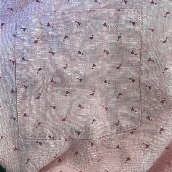 Banana Republic Linen Shirt Mens XL Pink Camden Short Sleeve Button Down - Picture 3 of 6